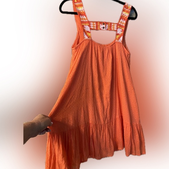 Anthropologie Orange Sleeveless Mini Dress New without tag size XS cotton pocket - Picture 1 of 12